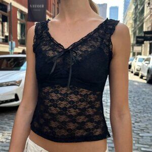 Brandy Melville Black Lace Malena Top